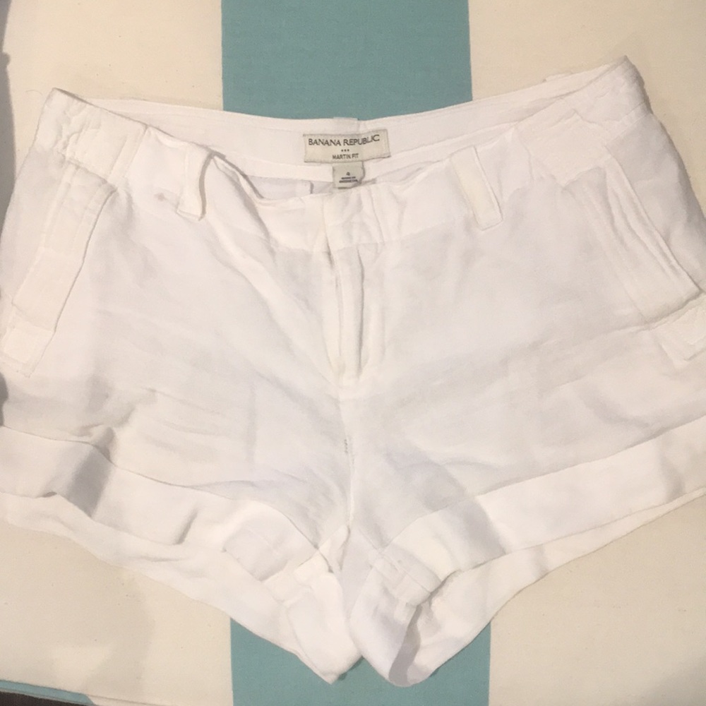 White linen shorts.